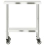 Mesa de trabajo de cocina con ruedas acero inox 82,5x55x85 cm de , Restauración - Ref: Foro24-376463, Precio: 138,34 €, Descu...