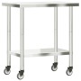Mesa de trabajo de cocina con ruedas acero inox 82,5x55x85 cm de , Restauración - Ref: Foro24-376463, Precio: 138,34 €, Descu...
