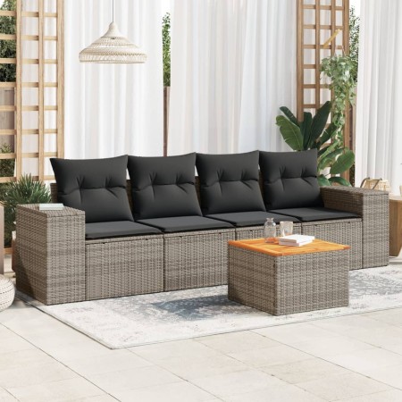 Juego de sofás jardín con cojines 5 pzas ratán sintético gris de , Conjuntos de jardín - Ref: Foro24-3225325, Precio: 299,40 ...
