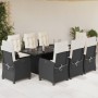 Set de comedor de jardín 9 pzas y cojines ratán sintético negro en Conjuntos de jardín | Comprar online en Foru.es