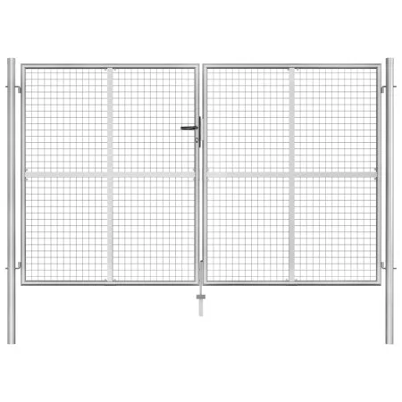 Silberverzinktes Gartentor aus Stahl, 306 x 200 cm von vidaXL, Gartentore - Ref: Foro24-144764, Preis: 450,02 €, Rabatt: %