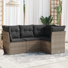 Set de sofás de jardín 4 pzas y cojines ratán sintético gris de , Conjuntos de jardín - Ref: Foro24-3217580, Precio: 255,92 €...