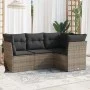 Garden sofa set 4 pieces with gray synthetic rattan cushions by , Garden sets - Ref: Foro24-3217580, Price: 259,28 €, Discoun...