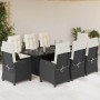 Set de comedor de jardín 9 pzas y cojines ratán sintético negro en Conjuntos de jardín | Comprar online en Foru.es