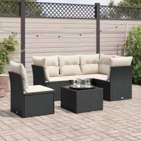 Set de sofás de jardín 6 piezas y cojines ratán sintético negro de , Conjuntos de jardín - Ref: Foro24-3217646, Precio: 349,4...