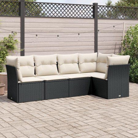 Set de muebles de jardín 5 pzas y cojines ratán sintético negro de , Conjuntos de jardín - Ref: Foro24-3217596, Precio: 306,6...