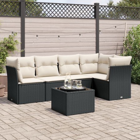 Set de sofás de jardín 6 piezas y cojines ratán sintético negro de , Conjuntos de jardín - Ref: Foro24-3217606, Precio: 349,4...