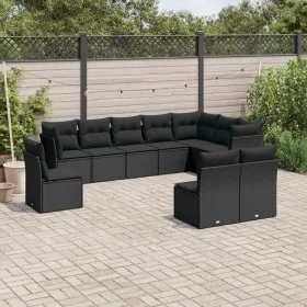 Set de sofás de jardín 10 pzas cojines ratán sintético negro de , Conjuntos de jardín - Ref: Foro24-3249634, Precio: 621,40 €...