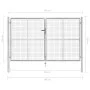 Silberverzinktes Gartentor aus Stahl, 306 x 200 cm von vidaXL, Gartentore - Ref: Foro24-144764, Preis: 450,02 €, Rabatt: %