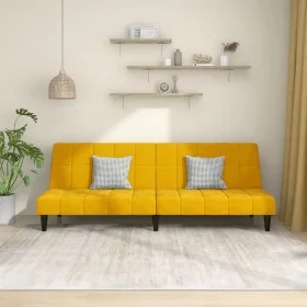 Yellow velvet 2-seater sofa bed by , Sofas - Ref: Foro24-375845, Price: 235,35 €, Discount: %