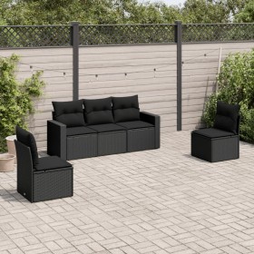 Set de muebles de jardín 5 pzas y cojines ratán sintético negro de , Conjuntos de jardín - Ref: Foro24-3218775, Precio: 307,2...