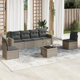 Set de sofás de jardín 7 piezas con cojines ratán PE gris by , Garden sets - Ref: Foro24-3218810, Price: 399,76 €, Discount: %