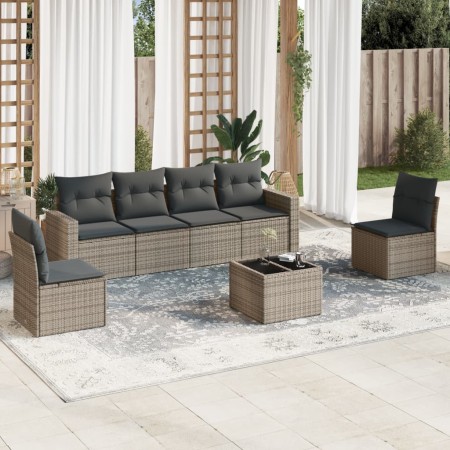 Set de sofás de jardín 7 piezas con cojines ratán PE gris de , Conjuntos de jardín - Ref: Foro24-3218810, Precio: 399,02 €, D...