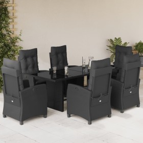 Set de comedor de jardín 7 pzas y cojines ratán sintético negro en Conjuntos de jardín | Comprar online en Foru.es
