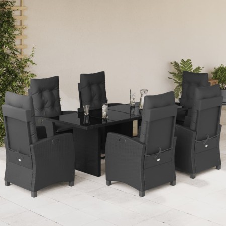 Set de comedor de jardín 7 pzas y cojines ratán sintético negro en Conjuntos de jardín | Comprar online en Foru.es