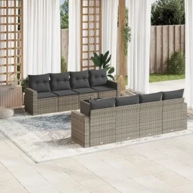 Set de muebles de jardín 9 pzas y cojines ratán sintético gris de , Conjuntos de jardín - Ref: Foro24-3218740, Precio: 547,57...