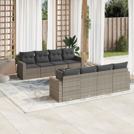 Set de muebles de jardín 9 pzas y cojines ratán sintético gris de , Conjuntos de jardín - Ref: Foro24-3218740, Precio: 546,61...