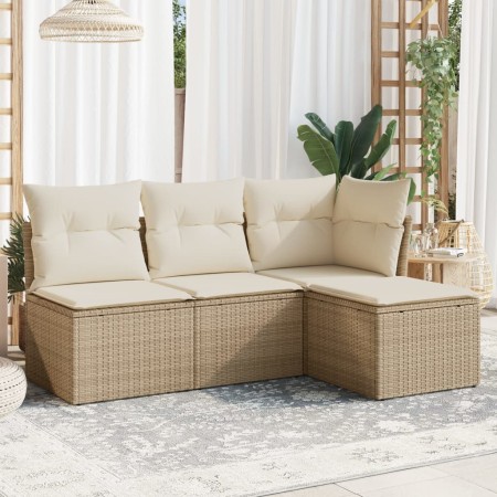 Juego de sofás jardín con cojines 4 pzas ratán sintético beige de , Conjuntos de jardín - Ref: Foro24-3217498, Precio: 239,20...
