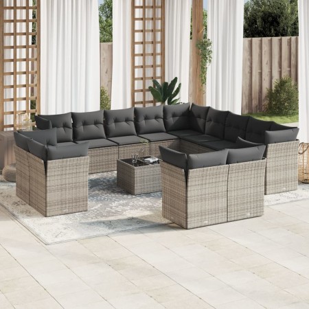Set de sofás de jardín 14 pzas con cojines ratán sintético gris de , Conjuntos de jardín - Ref: Foro24-3218560, Precio: 872,2...