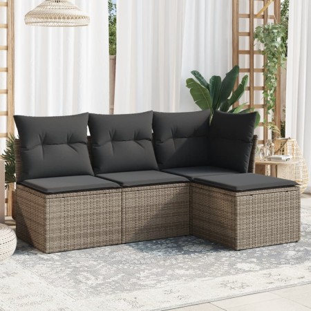 Set de sofás de jardín 4 pzas y cojines ratán sintético gris de , Conjuntos de jardín - Ref: Foro24-3217500, Precio: 215,17 €...
