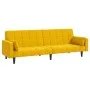 Sofá cama de 2 plazas con dos almohadas terciopelo amarillo de , Sofás - Ref: Foro24-375851, Precio: 270,17 €, Descuento: %