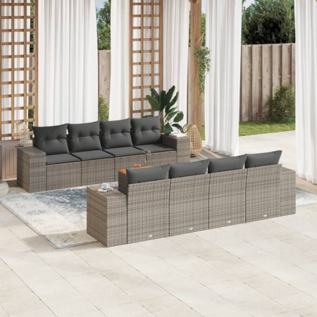 Set de muebles de jardín 9 pzas y cojines ratán sintético gris de , Conjuntos de jardín - Ref: Foro24-3225367, Precio: 581,22...