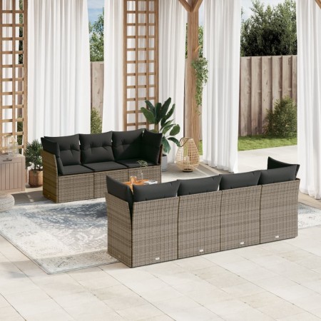 Set de sofás de jardín 8 pzas y cojines ratán sintético gris de , Conjuntos de jardín - Ref: Foro24-3223505, Precio: 470,79 €...
