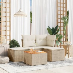 Juego de sofás jardín con cojines 5 pzas ratán sintético beige de , Conjuntos de jardín - Ref: Foro24-3223587, Precio: 272,78...