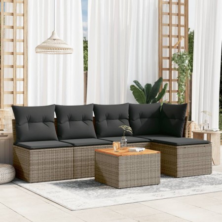 Set de muebles de jardín 6 pzas y cojines ratán sintético gris de , Conjuntos de jardín - Ref: Foro24-3223603, Precio: 308,28...
