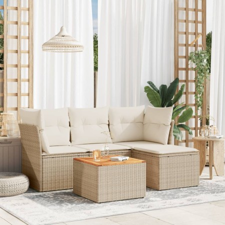 Juego de sofás jardín con cojines 5 pzas ratán sintético beige de , Conjuntos de jardín - Ref: Foro24-3223608, Precio: 301,64...