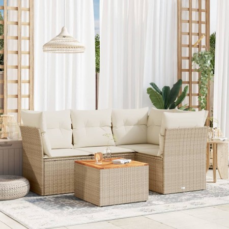 Juego de sofás jardín con cojines 5 pzas ratán sintético beige de , Conjuntos de jardín - Ref: Foro24-3223622, Precio: 337,69...