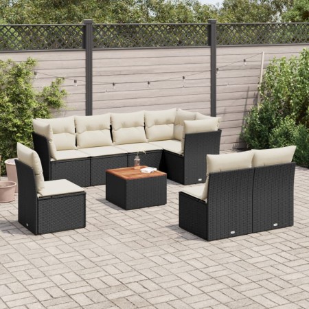 Set de sofás de jardín 8 piezas y cojines ratán sintético negro de , Conjuntos de jardín - Ref: Foro24-3223683, Precio: 481,6...