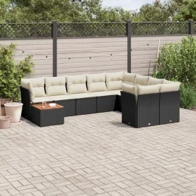 Set de sofás de jardín 10 pzas cojines ratán sintético negro de , Conjuntos de jardín - Ref: Foro24-3223823, Precio: 571,10 €...