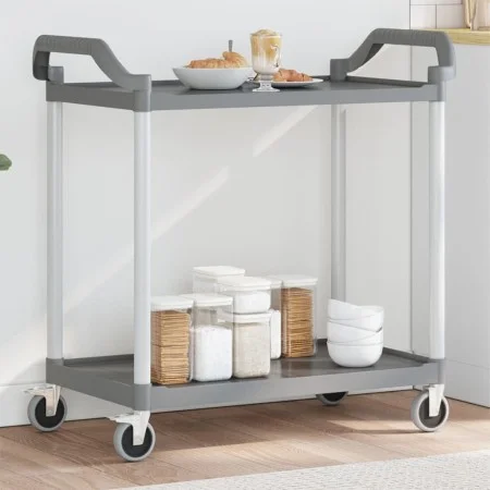 Carrito de 2 niveles aluminio gris 99x50x97 cm de , Carros de cocina y comedor - Ref: Foro24-30325, Precio: 68,07 €, Descuent...