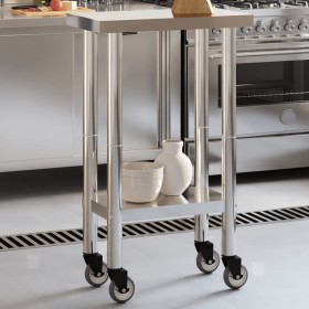 Mesa de trabajo de cocina con ruedas acero inox 55x30x85 cm de , Restauración - Ref: Foro24-376459, Precio: 107,31 €, Descuen...