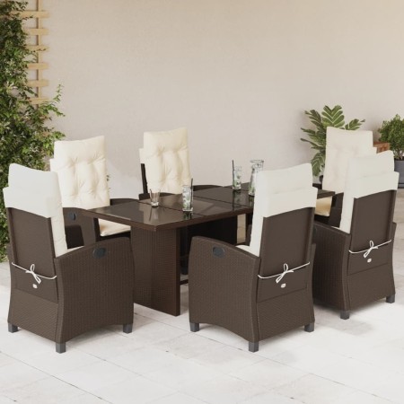 Set comedor de jardín 7 pzas con cojines ratán sintético marrón en Conjuntos de jardín | Comprar online en Foru.es