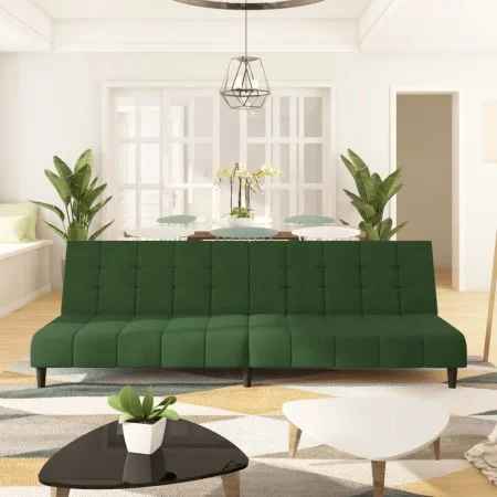 Dunkelgrünes 2-Sitzer-Schlafsofa aus Samt von , Sofas - Ref: Foro24-375765, Preis: 242,86 €, Rabatt: %