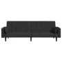 Sofá cama de 2 plazas con dos almohadas tela negro de , Sofás - Ref: Foro24-375835, Precio: 279,15 €, Descuento: %