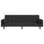 Sofá cama de 2 plazas con dos almohadas tela negro de , Sofás - Ref: Foro24-375835, Precio: 284,11 €, Descuento: %