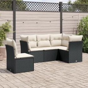 Set de muebles de jardín 5 pzas y cojines ratán sintético negro de , Conjuntos de jardín - Ref: Foro24-3217636, Precio: 320,8...