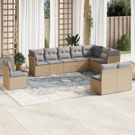 Juego de sofás jardín con cojines beige 10 pzas ratán sintético de , Conjuntos de jardín - Ref: Foro24-3249638, Precio: 646,1...