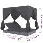 Tumbona cama con cortinas de ratán sintético gris de vidaXL, Camas para exteriores - Ref: Foro24-45647, Precio: 469,73 €, Des...