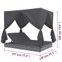 Tumbona cama con cortinas de ratán sintético gris de vidaXL, Camas para exteriores - Ref: Foro24-45647, Precio: 484,04 €, Des...