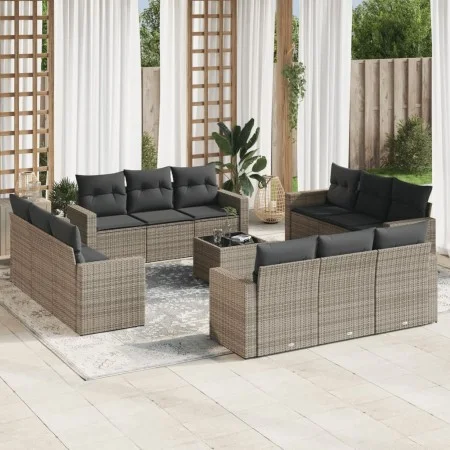 Set sofás de jardín con cojines 13 piezas ratán sintético gris de , Conjuntos de jardín - Ref: Foro24-3218770, Precio: 887,86...