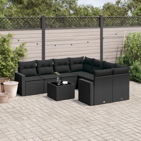 Set de sofás de jardín 8 piezas y cojines ratán sintético negro de , Conjuntos de jardín - Ref: Foro24-3218745, Precio: 562,2...