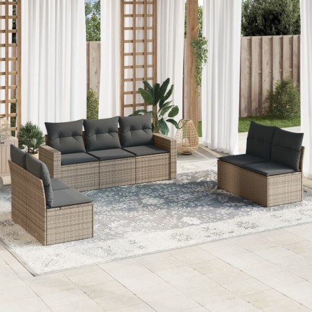Set de sofás de jardín 7 piezas con cojines ratán PE gris de , Conjuntos de jardín - Ref: Foro24-3218820, Precio: 403,80 €, D...