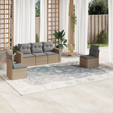 Juego de sofás jardín con cojines 5 pzas ratán sintético beige de , Conjuntos de jardín - Ref: Foro24-3218779, Precio: 312,74...