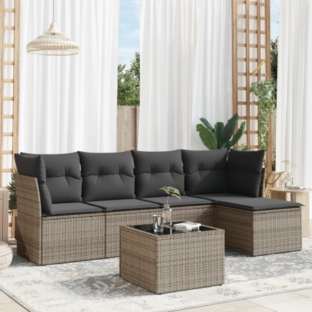 Set de muebles de jardín 6 pzas y cojines ratán sintético gris de , Conjuntos de jardín - Ref: Foro24-3217570, Precio: 322,30...