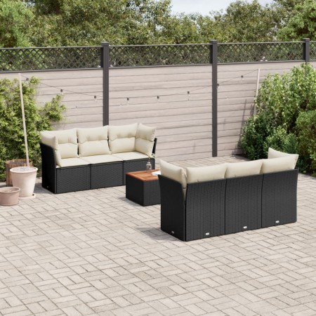 Set de comedor de jardín 7 pzas y cojines ratán sintético negro de , Conjuntos de jardín - Ref: Foro24-3223487, Precio: 400,8...