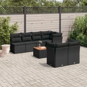 Set de sofás de jardín 8 piezas y cojines ratán sintético negro de , Conjuntos de jardín - Ref: Foro24-3223514, Precio: 523,5...